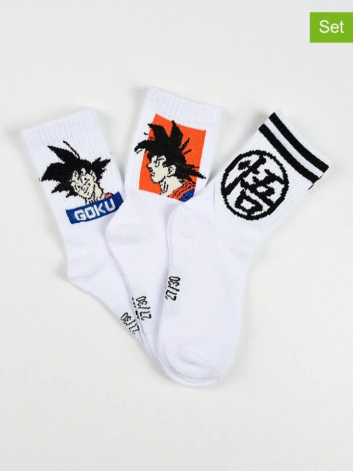 Носки, набор из 3 пар, Dragon Ball, белый