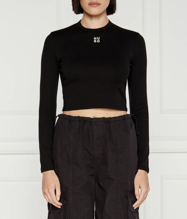

Блузка Hugo Cropped Fit, черный
