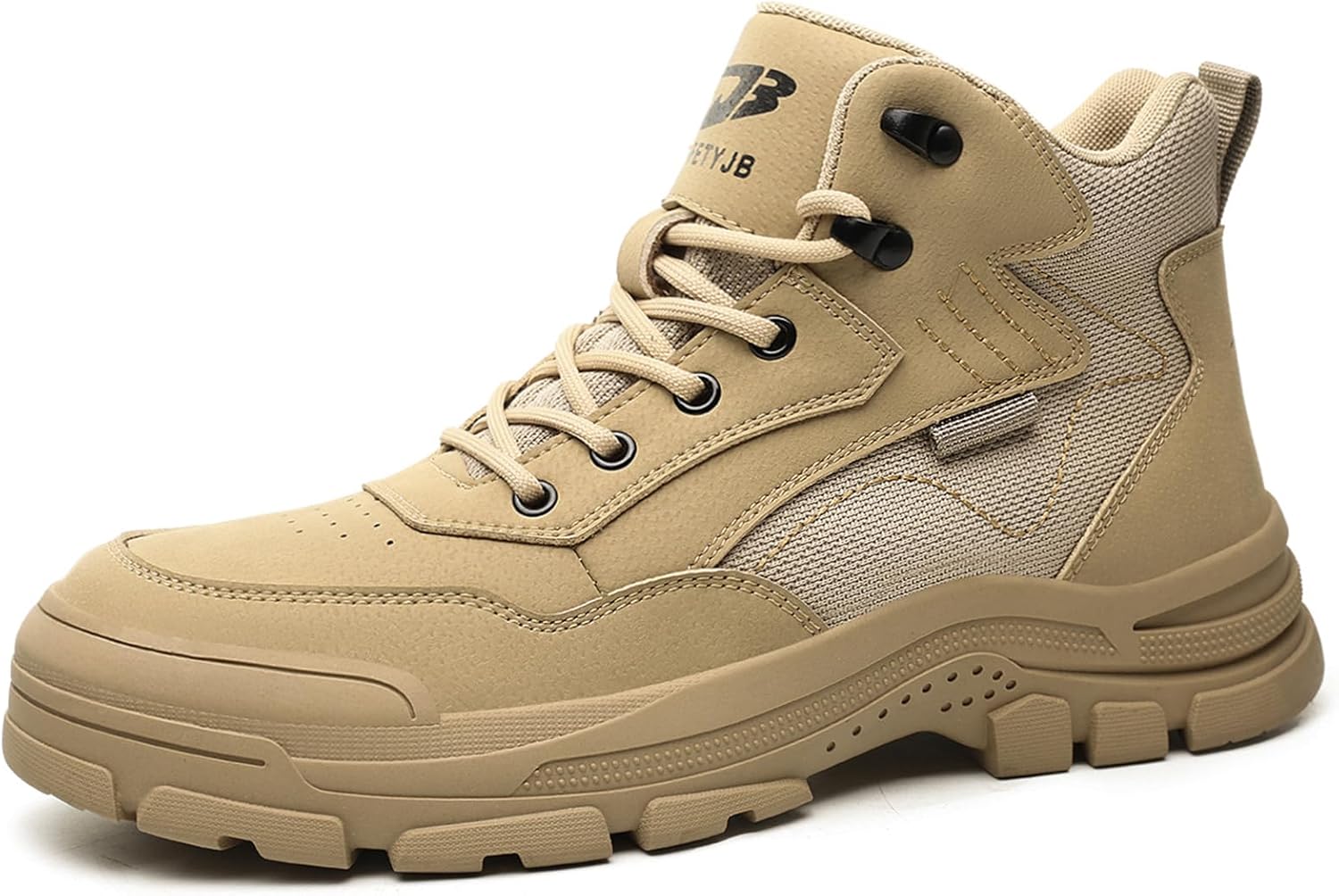 

Ботинки JSTDOIT для мужчин, легкие дышащие высокие ботинки с стальным носком, неразрушимые ботинки с стальным носком, противоскользящие защитные ботинки, коричневый