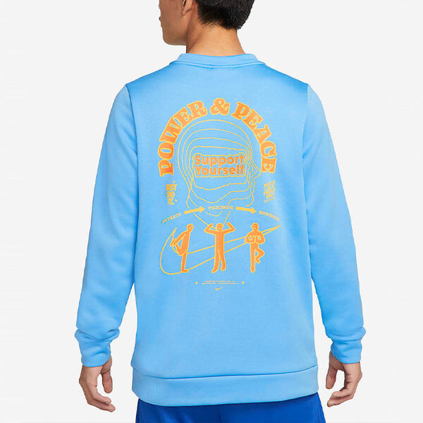Толстовка Men's Nike As Nk TF Turf Top Ls Crew Story P Casual Character Printing Round Neck Pullover Blue, синий — фото 4