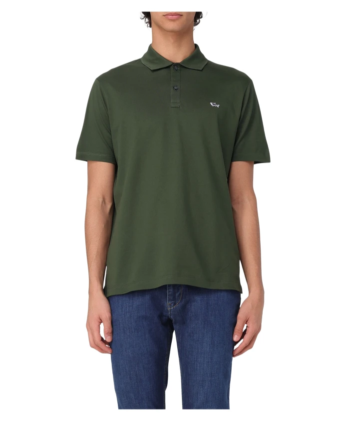 

Вязаная рубашка-поло с эмблемой акулы. Paul & Shark, зеленый