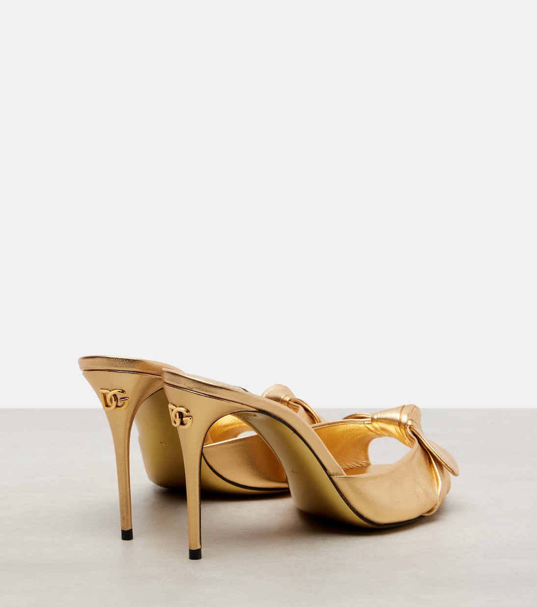 Мюли из металлизированной кожи с бантом Dolce&Gabbana, Oro — фото 2