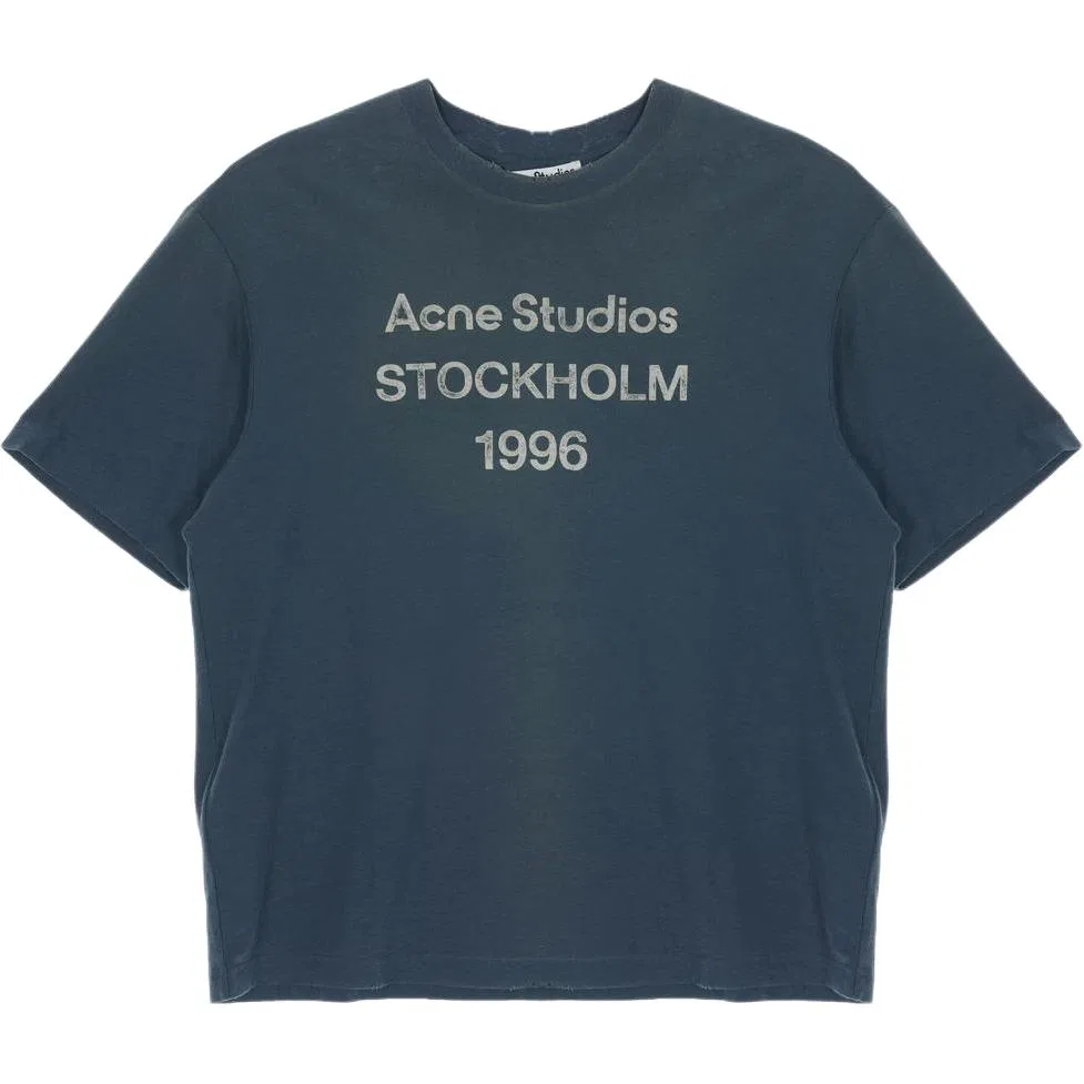 Футболка Acne Studios с круглым вырезом темно-синяя