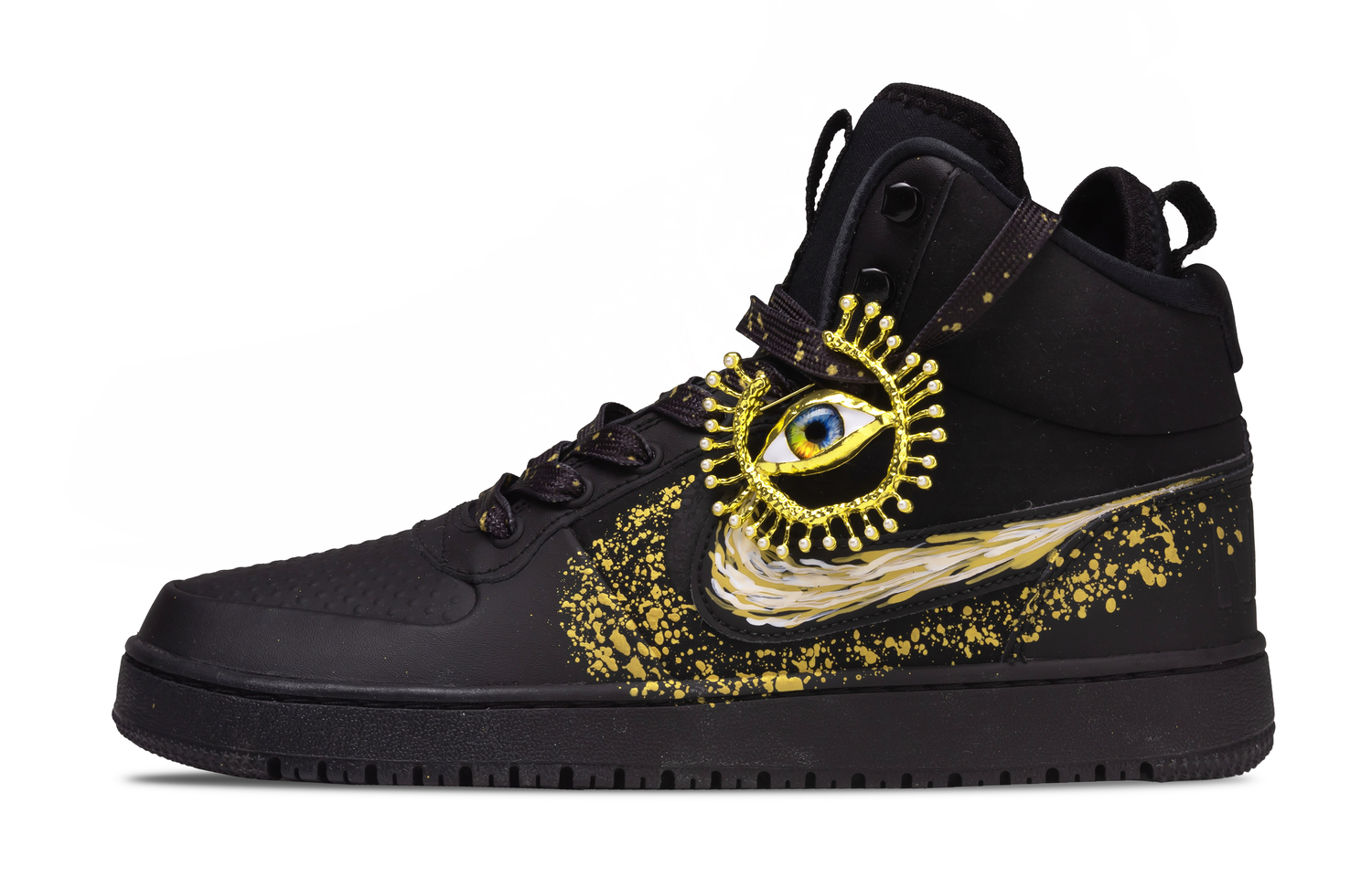 

Nike Court Borough Luxury Gold Magic Eyes, Spicy Space, устойчивые к истиранию, мид-топ скейтбордские кроссовки мужские, черный, золотой
