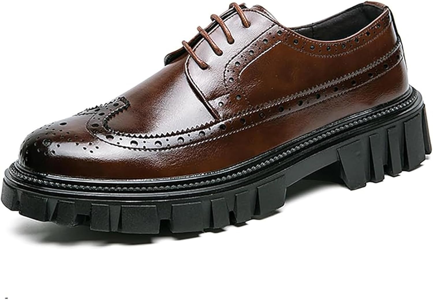 

Мужские кожаные оксфорды, удобные деловые формальные дерби с противоскользящей подошвой Xinduoyu, коричневый