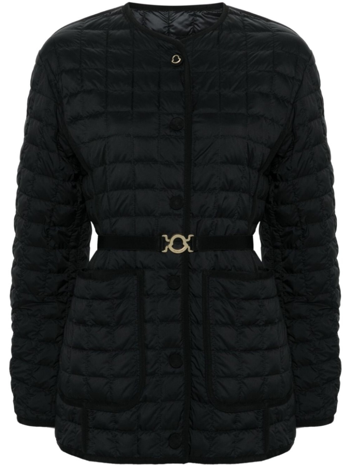 

Moncler пуховик с нашивкой-логотипом, черный