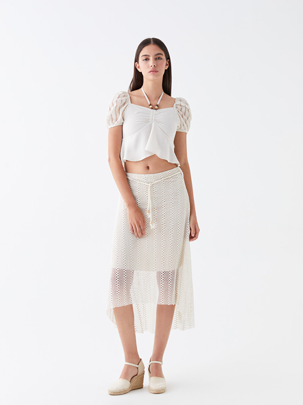 

Женская юбка с веревочной деталью CALİMERA MODA, экрю