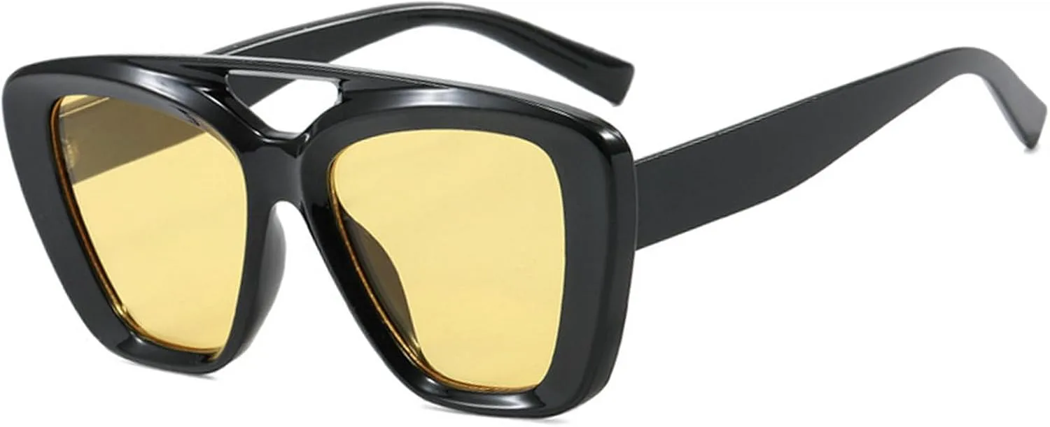 

Крупные винтажные квадратные солнцезащитные очки для женщин, модные очки с нерегулярным градиентом, стильные солнцезащитные очки с двойным лучом mincl, C1