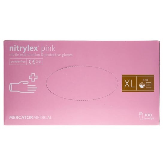 

Нитриловые перчатки розового цвета XL, 100 шт. Mercator Medical, Nitrylex