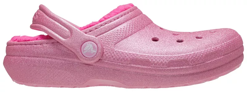 

Классические блестящие сабо Crocs для малышей на подкладке, розовый