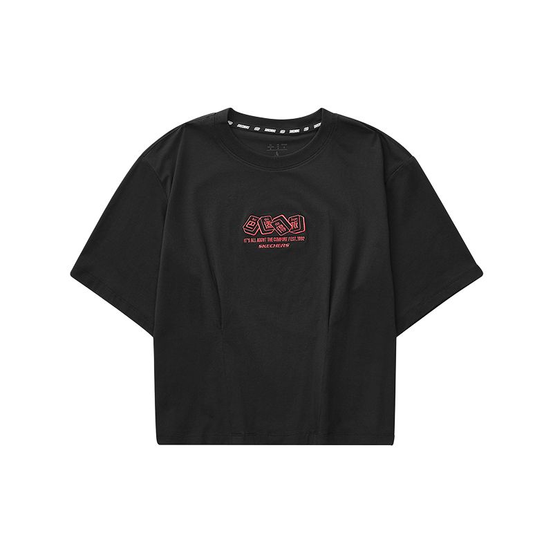 

Skechers Футболка Sportlife Drop Shoulder с рукавом женская black