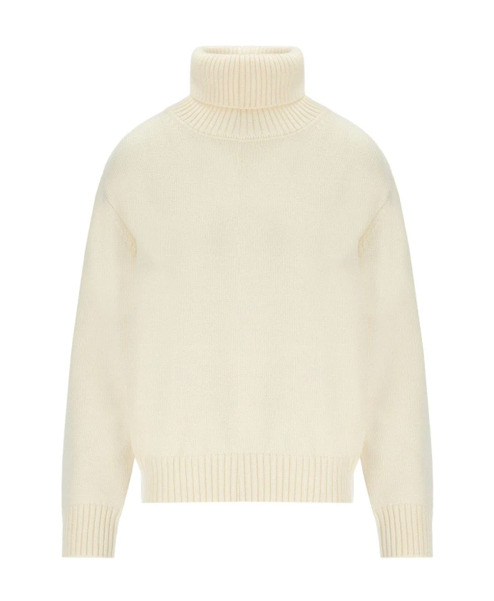 

Простой свитер с высоким воротником из рисовой муки Add, белый