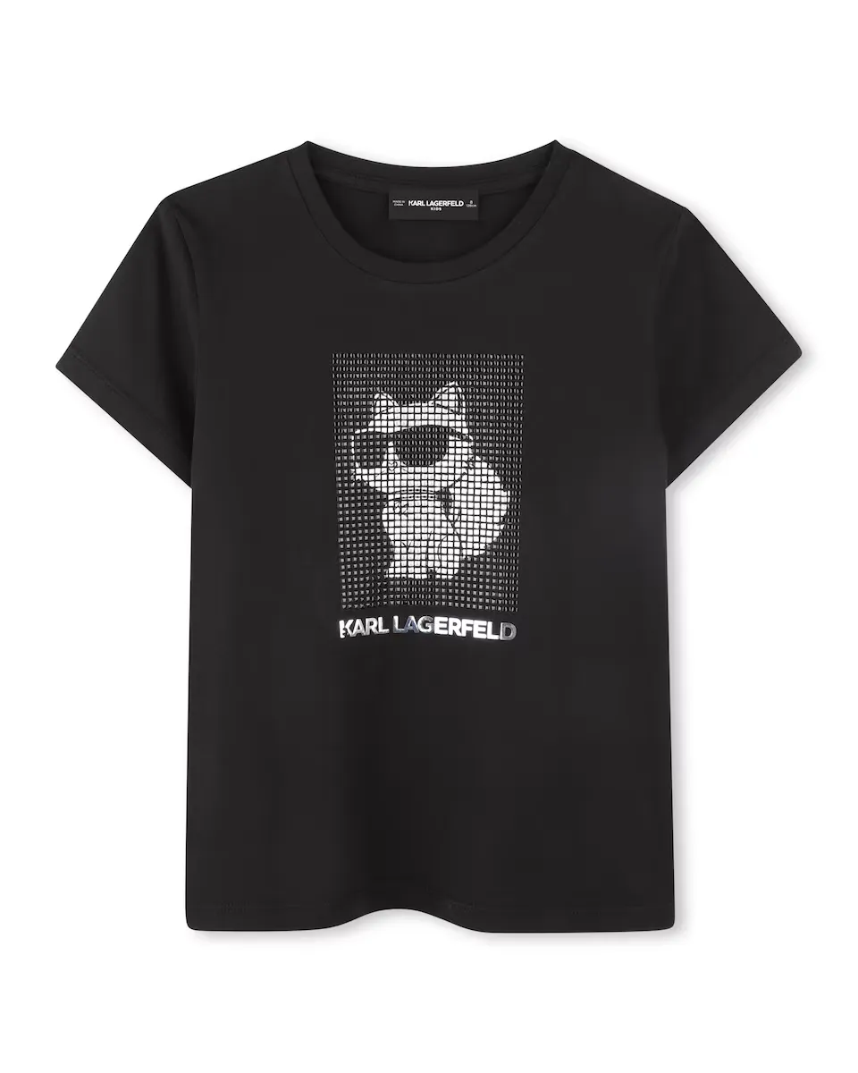 

Футболка с коротким рукавом и заклепками для девочки Karl Lagerfeld Kids, чёрный