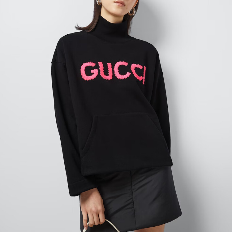 Толстовка женская Gucci, двухцветный дизайн, черный / розовый — фото 4