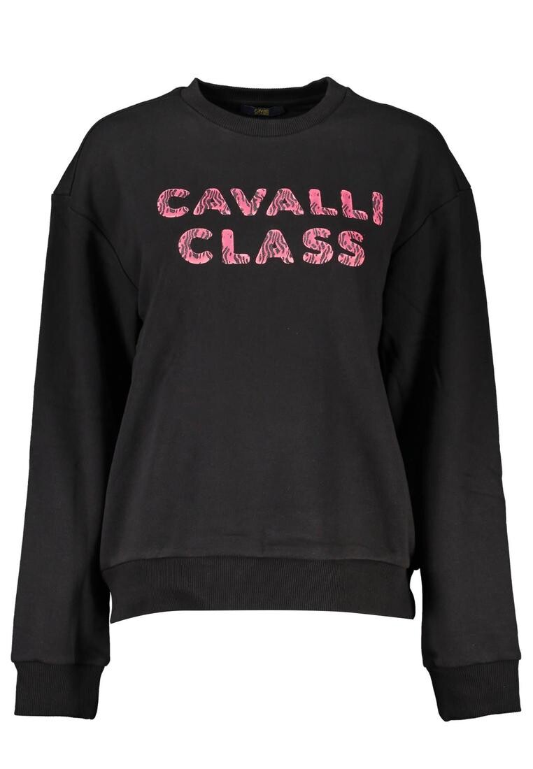

Хлопковый свитер с начесом и логотипом Cavalli Class, черный