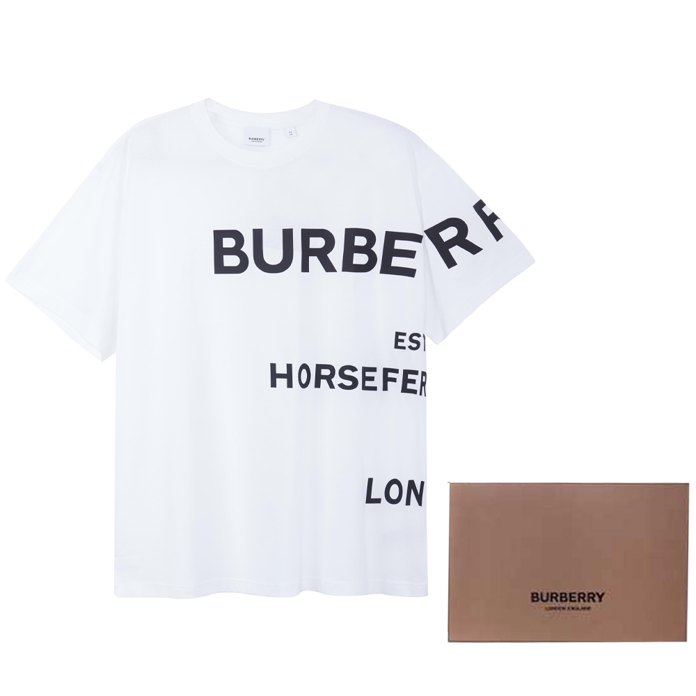 

Burberry Футболка Men Horseferry-Print бело-черная, Черный, Burberry Футболка Men Horseferry-Print бело-черная
