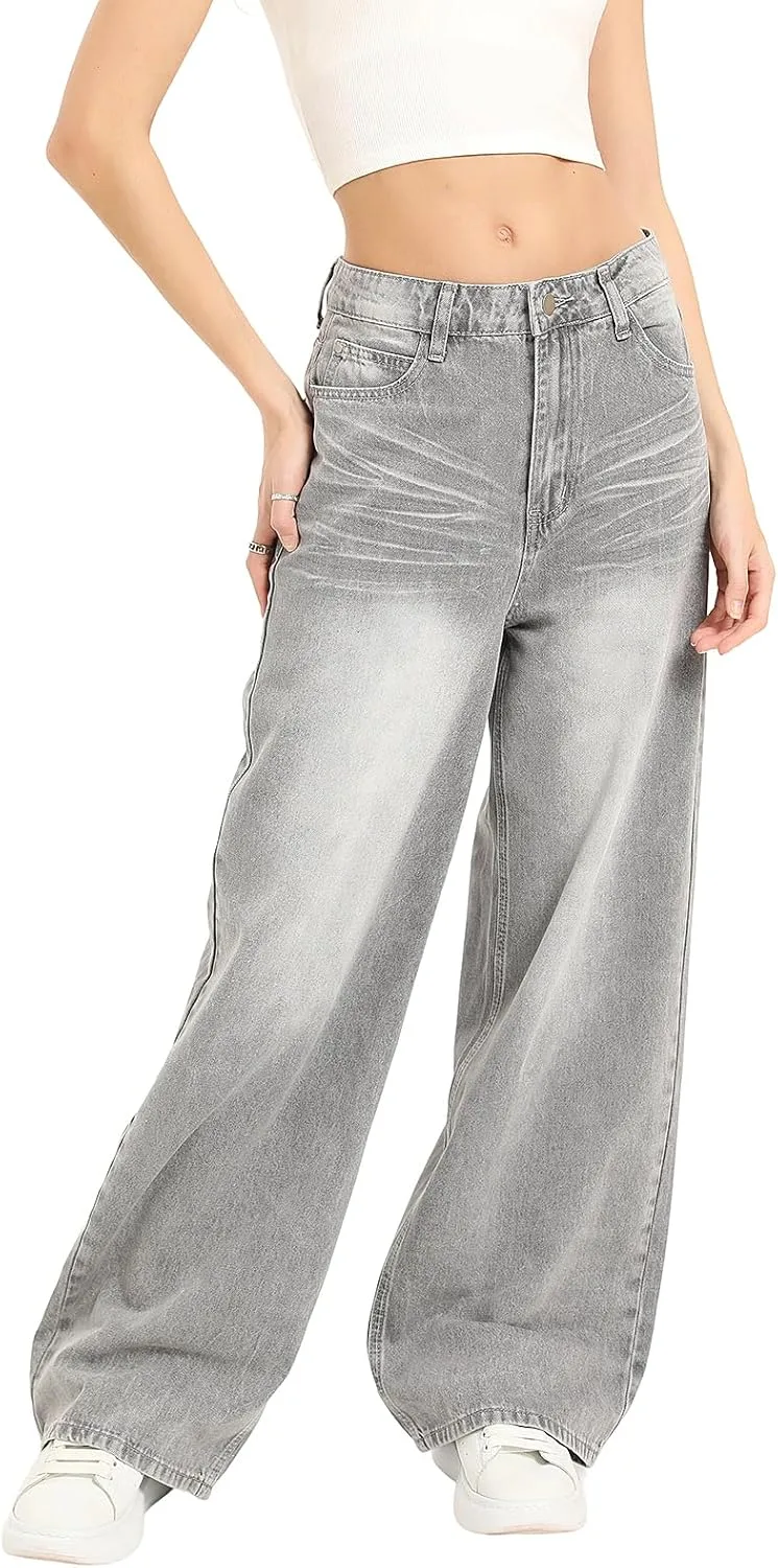 Женские джинсы High Waisted Wide Leg в стиле Y2K — фото 2