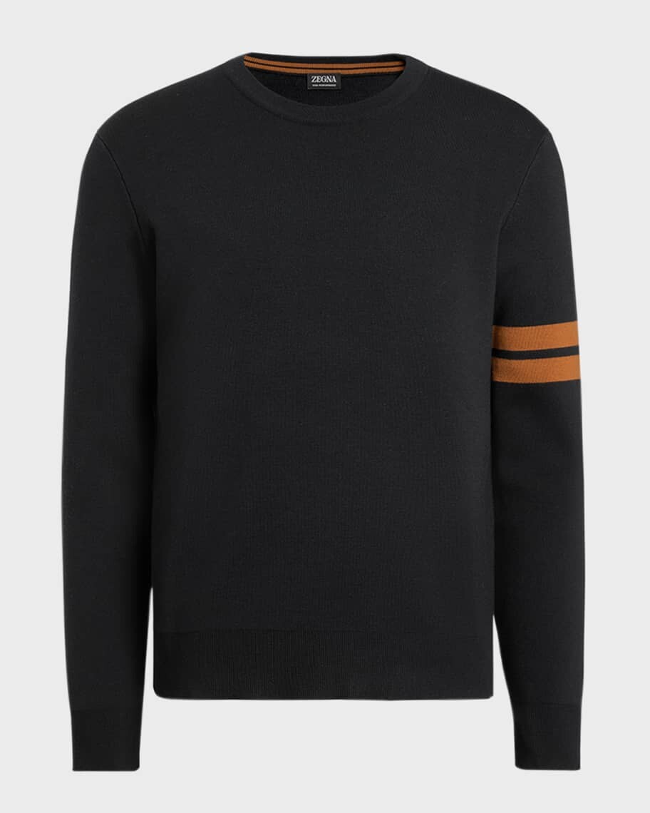 

Мужской свитер с круглым вырезом в полоску Signifier ZEGNA, Черный, Мужской свитер с круглым вырезом в полоску Signifier ZEGNA