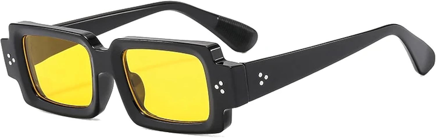 

Солнцезащитные очки с защитой от УФ-излучения UV400 для женщин и мужчин | С маленькими заклепками, сине-желтые оттенки | для занятий спортом на открытом воздухе DSVIGF, Black Yellow