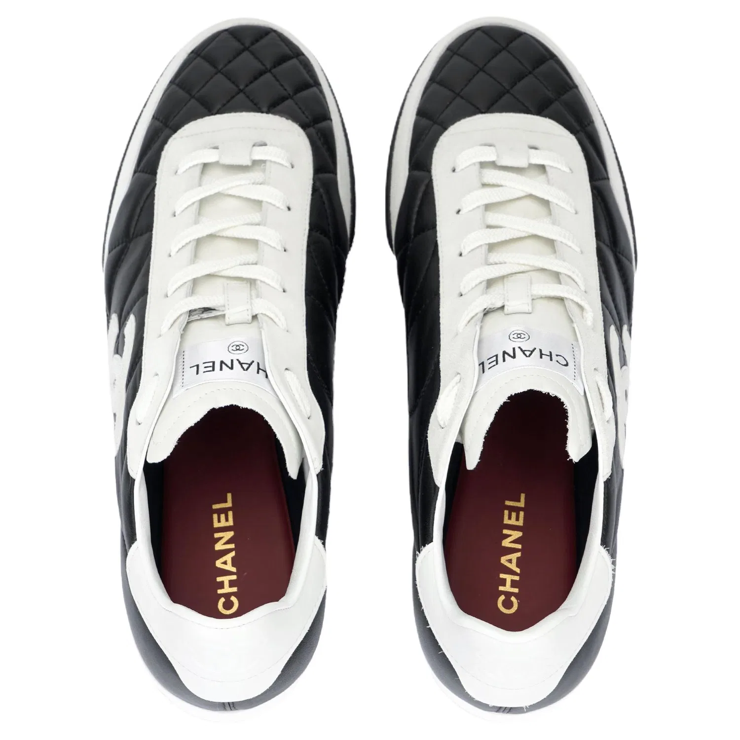 Кроссовки кожаные CHANEL Original Shoe Box Included черно-белые — фото 4
