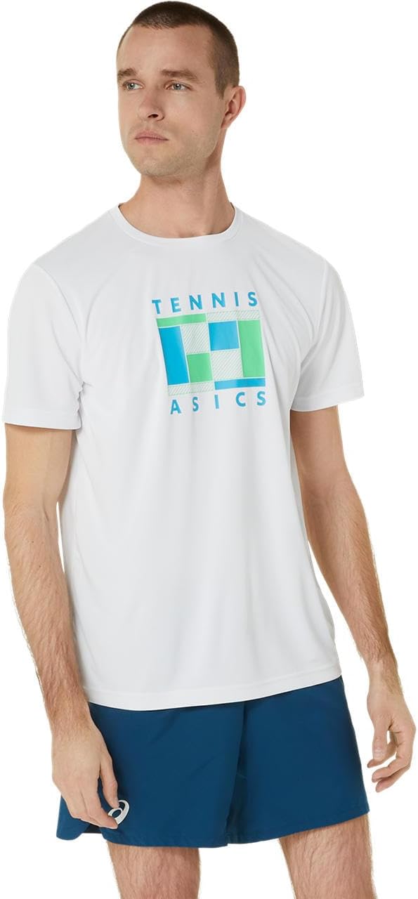 

Мужская теннисная футболка ASICS с коротким рукавом и графическим принтом, 2041A300, белый