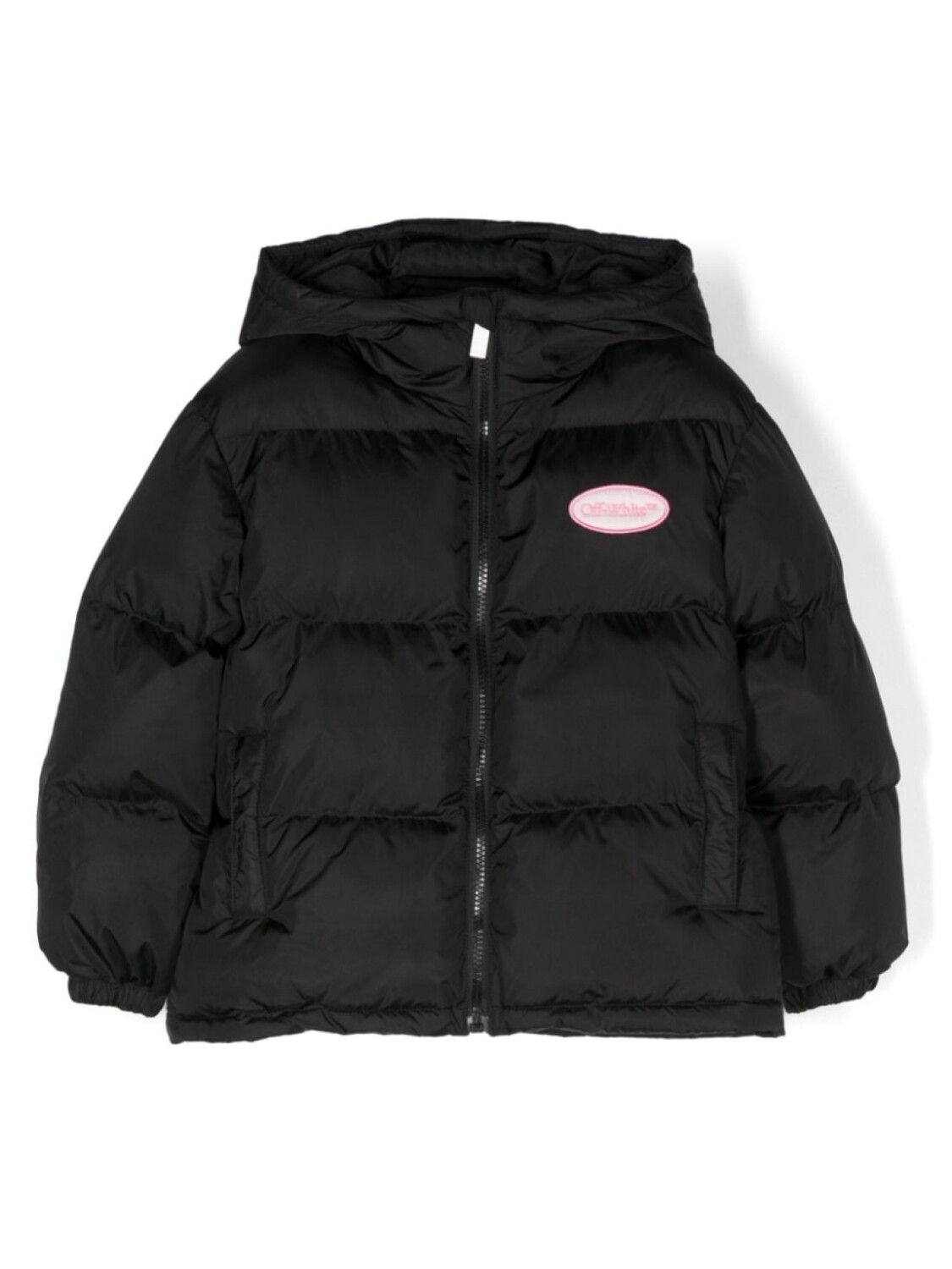 

Off-White Kids пуховик с нашивкой-логотипом, черный