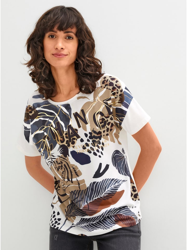 

WITT WEIDEN Футболка с короткими рукавами, бело-синяя с принтом, Синий, WITT WEIDEN Футболка с короткими рукавами, бело-синяя с принтом