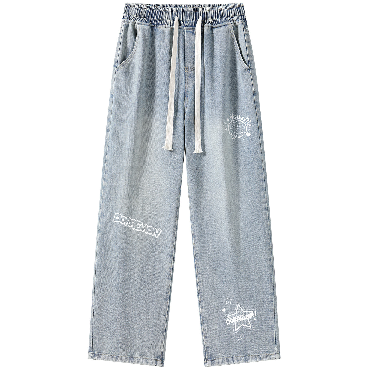 

Джинсы Unisex Doraemon, черно-серые (на флисе)