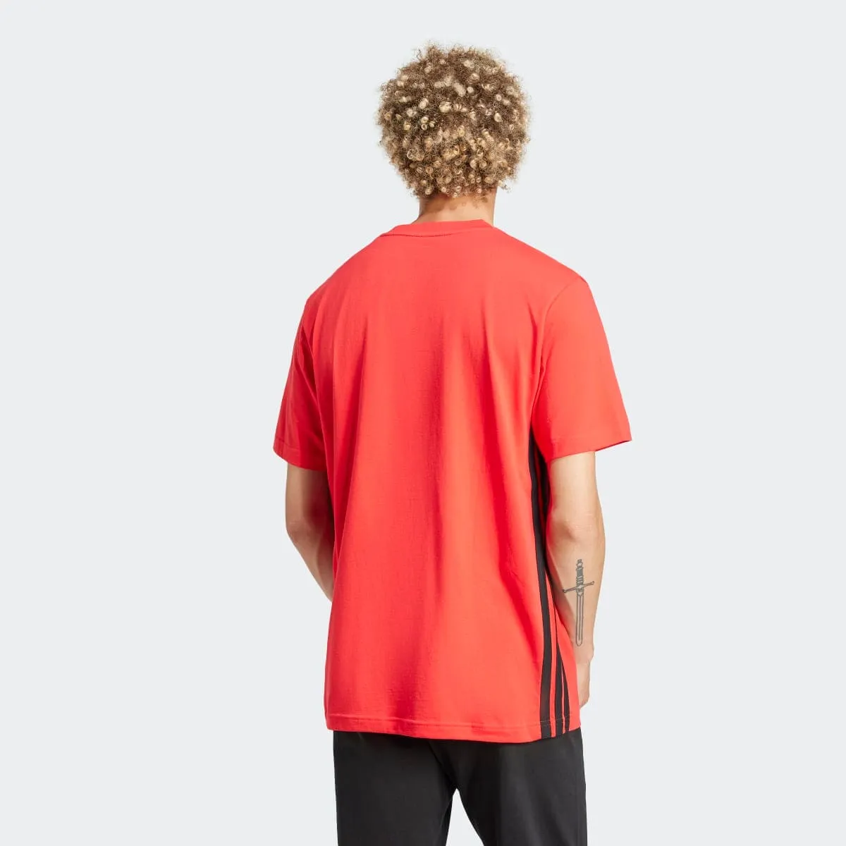 Мужская футболка Essentials Single Jersey с 3 полосками adidas, красный — фото 2