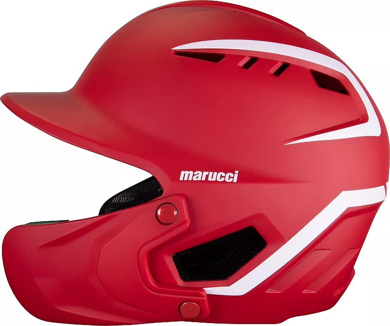 

Двухцветный бейсбольный шлем Marucci Senior Duravent с защитой челюсти, красный