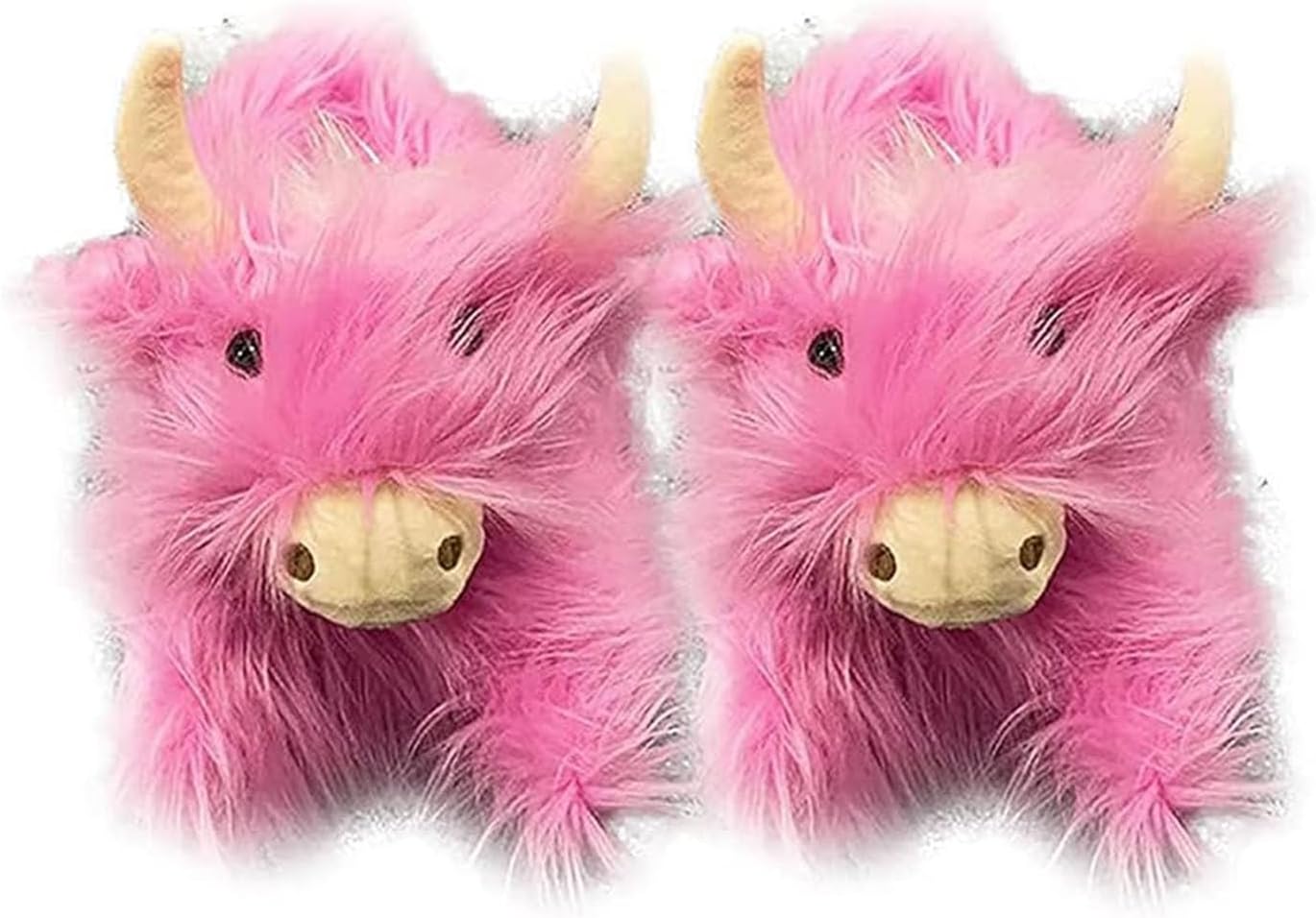 

Мягкие теплые домашние тапочки в виде шотландской коровы породы Хайленд, с рисунком животного, унисекс Generic, розовый