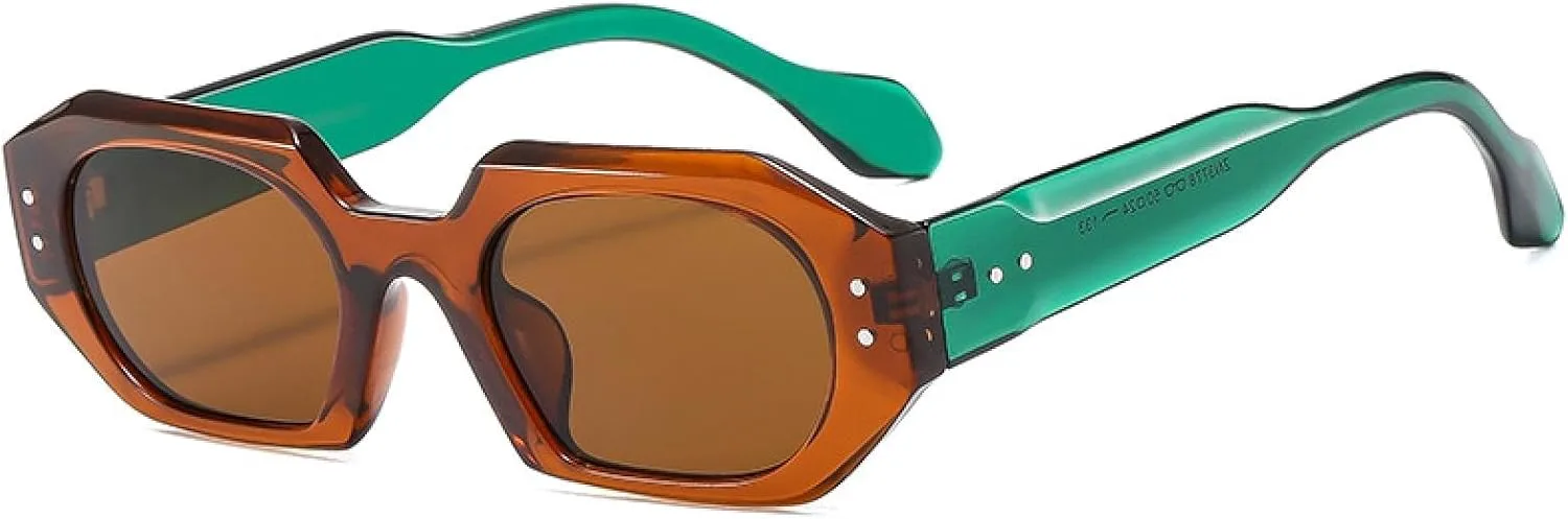 

Модные солнцезащитные очки Polygon Small для женщин и мужчин с защитой от УФ-излучения UV400, винтажные, с заклепками, уникальные, для активного отдыха TVTBBVV, C4