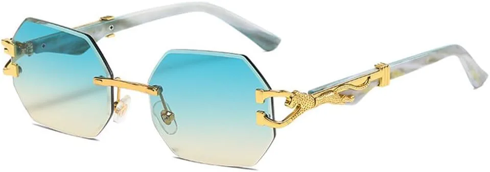 

Солнцезащитные очки без оправы, поляризованные, квадратной формы, для женщин и мужчин, в стиле ретро, ​​с защитой от УФ-излучения UV400 PRSTNN, Green Yellow