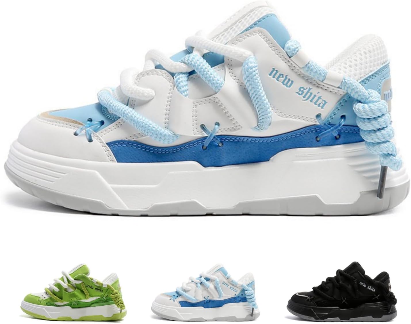 

Милые кроссовки-платформы Y2K для пар, женские и мужские, модные ретро стильные массивные, удобные повседневные обувь Macefil, синий