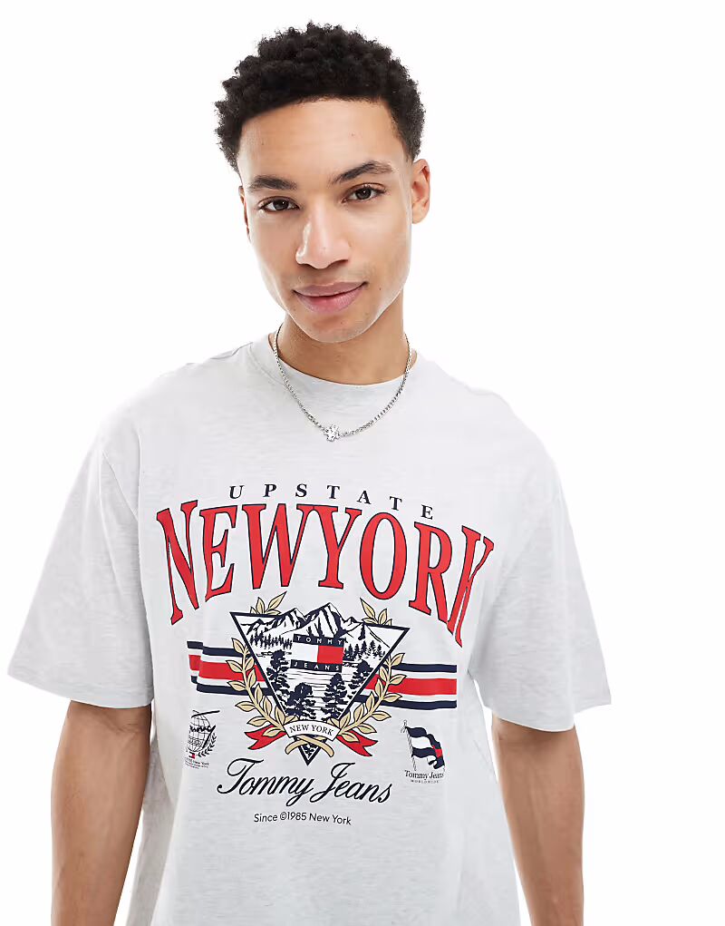 

Футболка свободного кроя с винтажным принтом «Исследователь» серого цвета Tommy Jeans