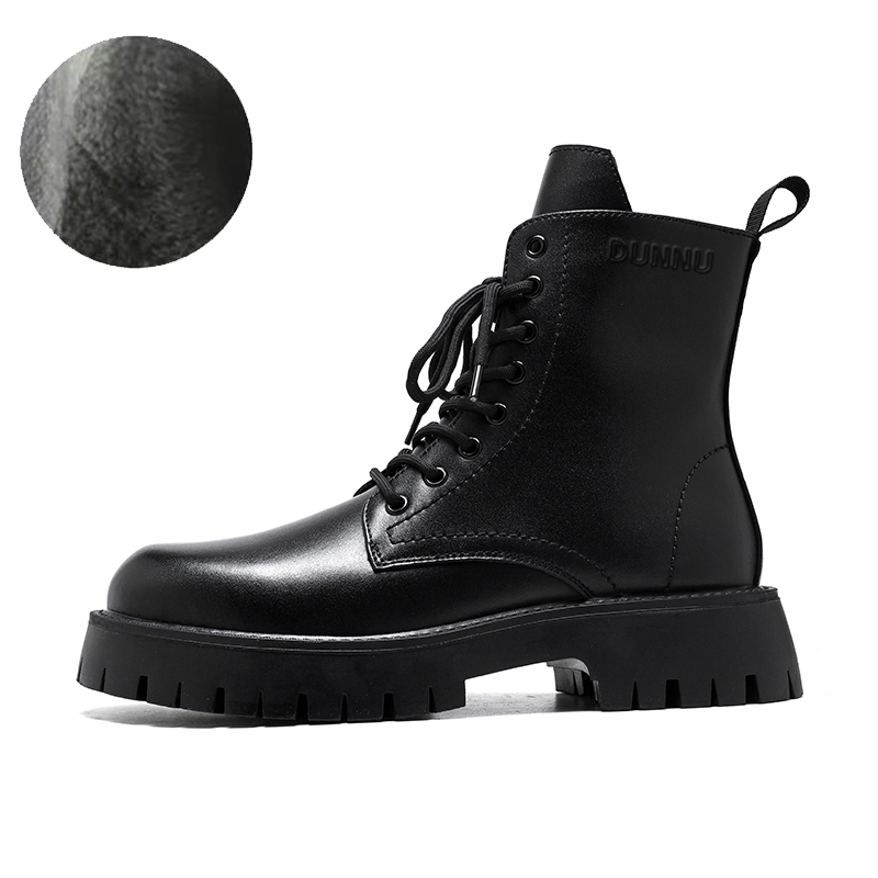 

Dunnu Мужские ботинки Martin с черной флисовой подкладкой, цвет Black Fleece-Lined