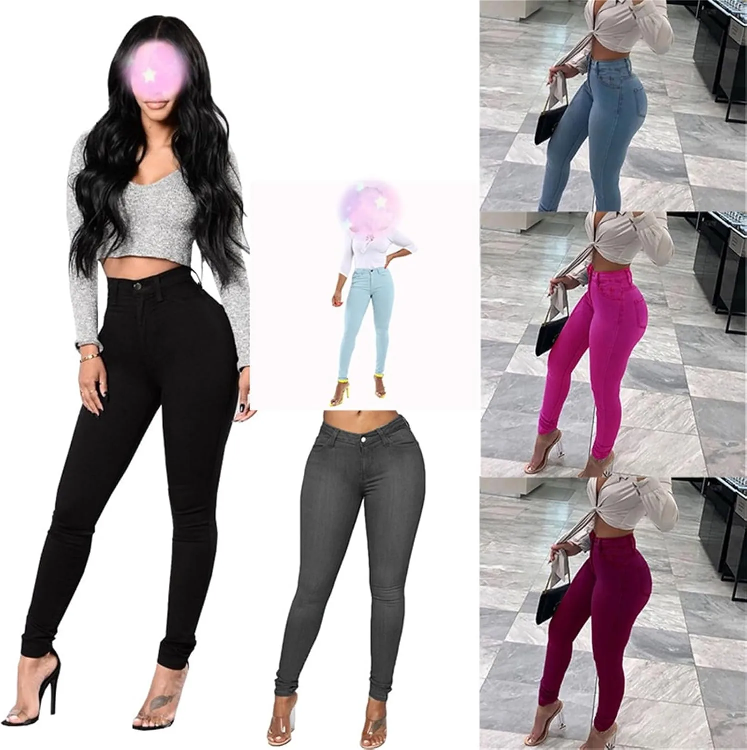 Женские классические зауженные джинсы Curvy High Waist с эффектом подтяжки — фото 3