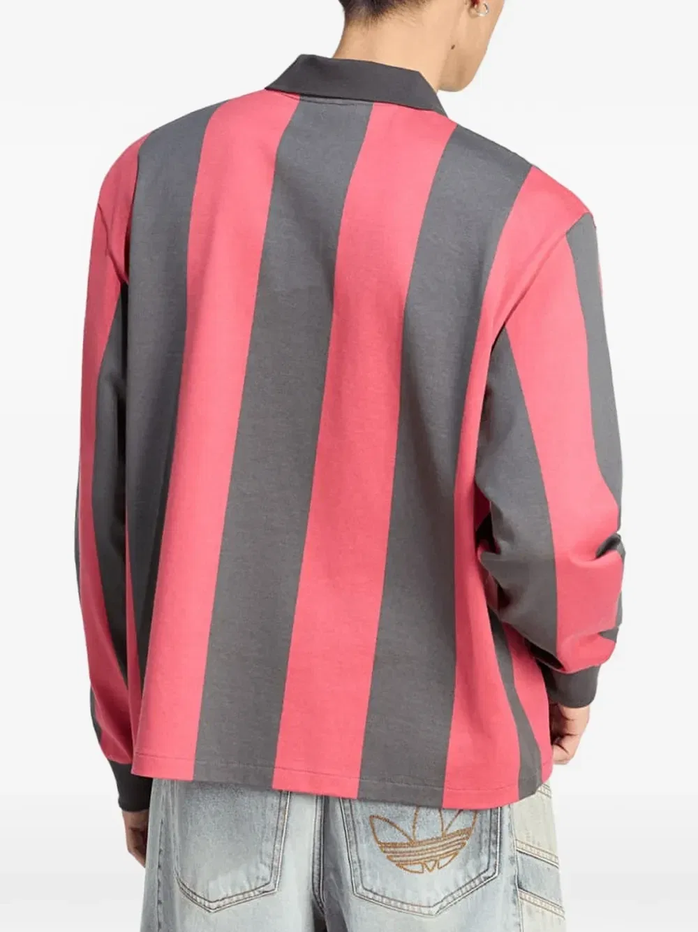 Футболка-поло в полоску Adidas, черный — фото 3