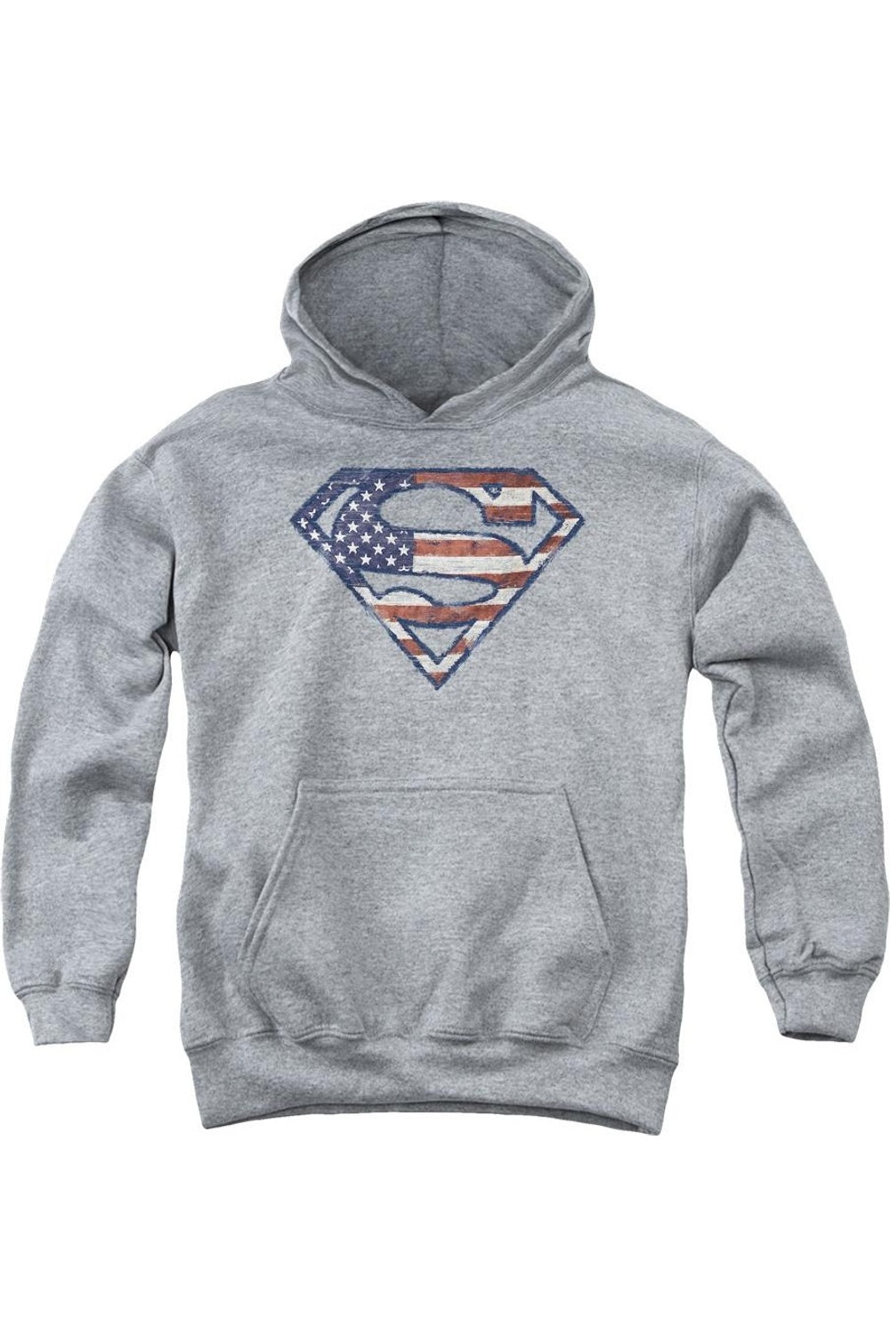 

Молодежная толстовка с капюшоном Superman в стиле изношенного флага Gildan, Athletic Heather