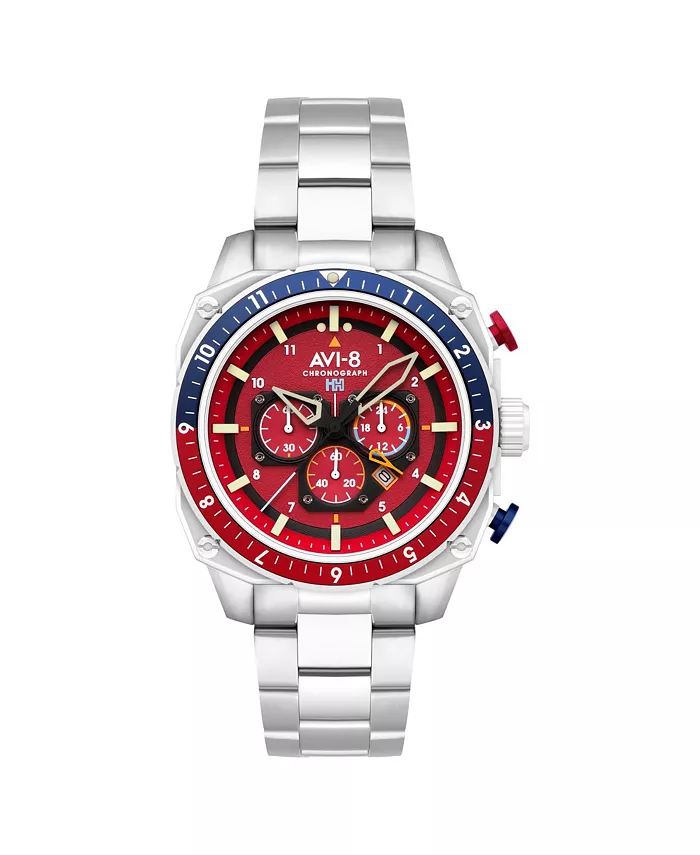 

Мужские часы Hawker Hunter Atlas Dual-Time Chronograph с браслетом из цельной нержавеющей стали, 44 мм AVI-8