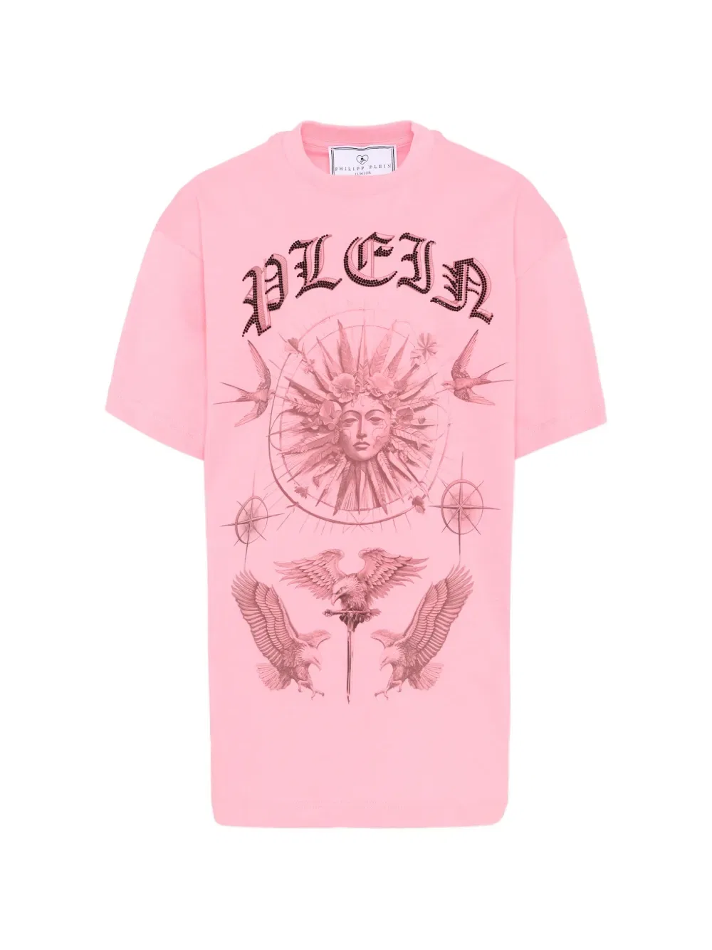 Платье с короткими рукавами и принтом Philipp Plein Junior, розовый