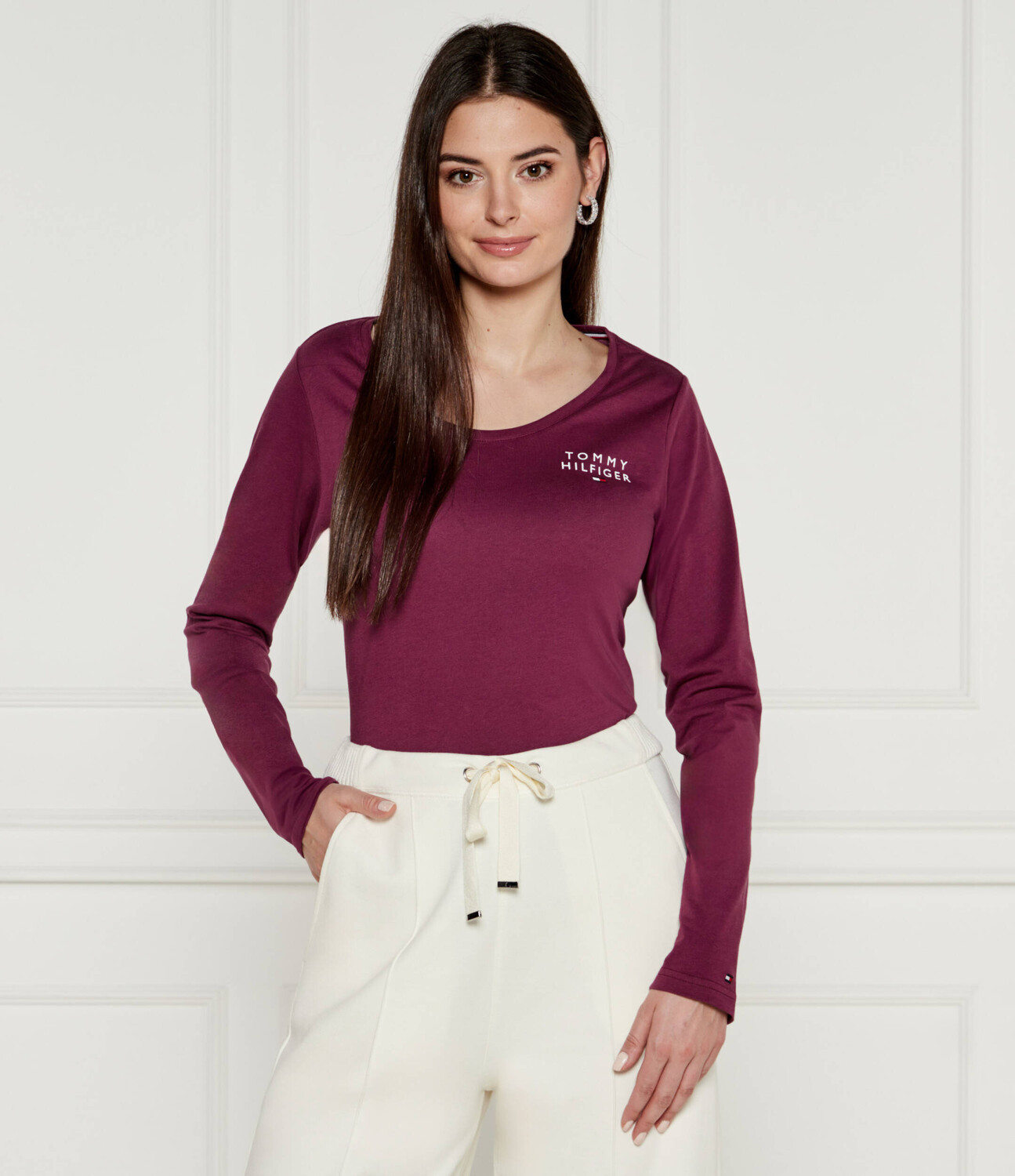 Блуза Tommy Hilfiger Slim Fit, бордо — фото 3