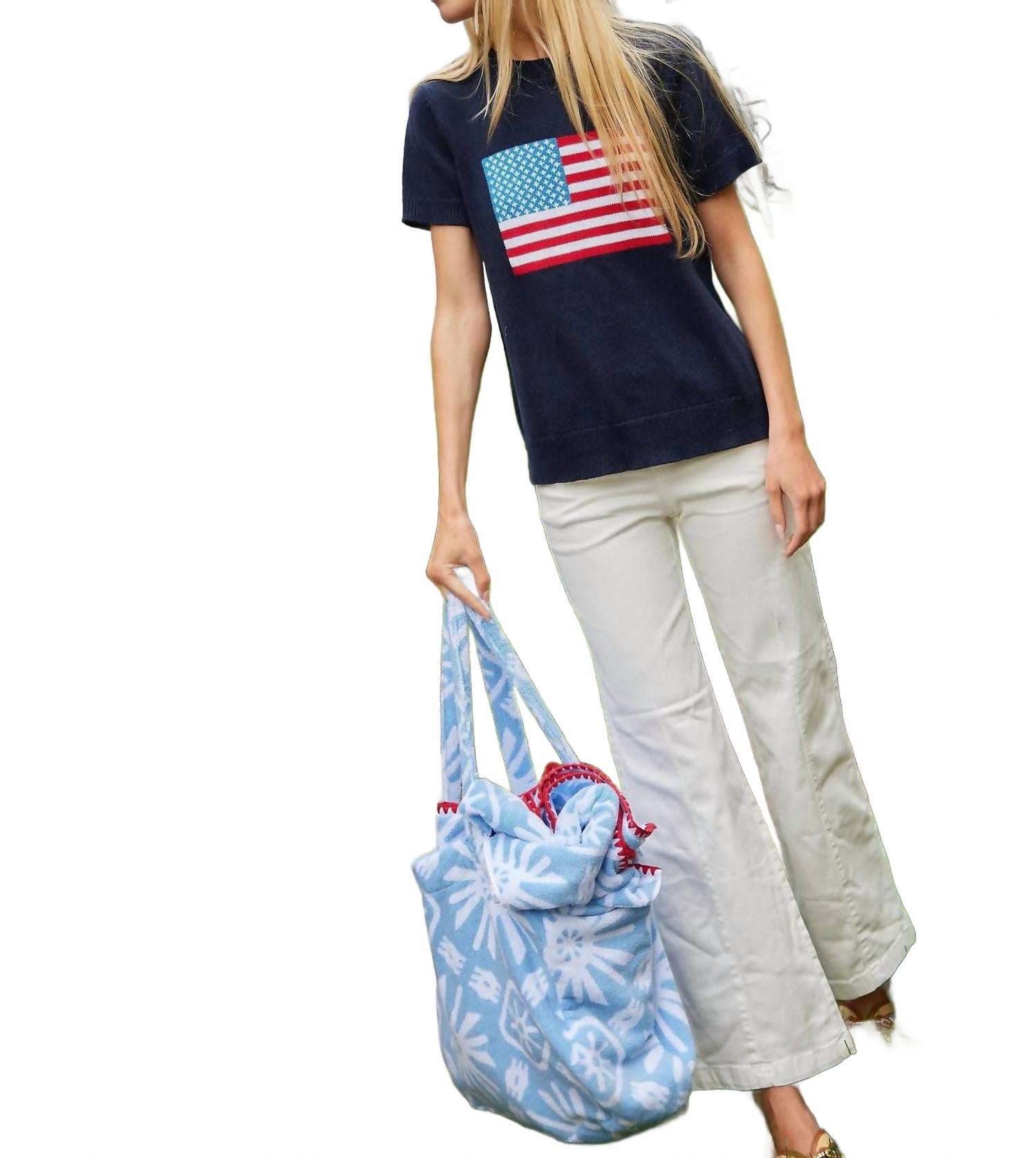 

Свитер с короткими рукавами и флагом, темно-синий Sail to Sable