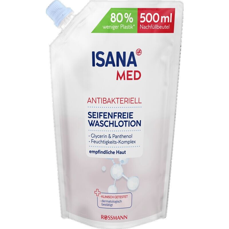 

Антибактериальный сменный пакетик для моющего лосьона ISANA, 500 ml