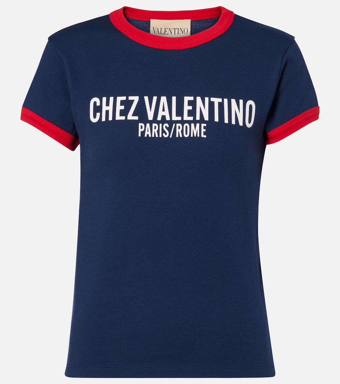 

Футболка Chez из хлопкового джерси Valentino, Indaco/Paris/Avorio