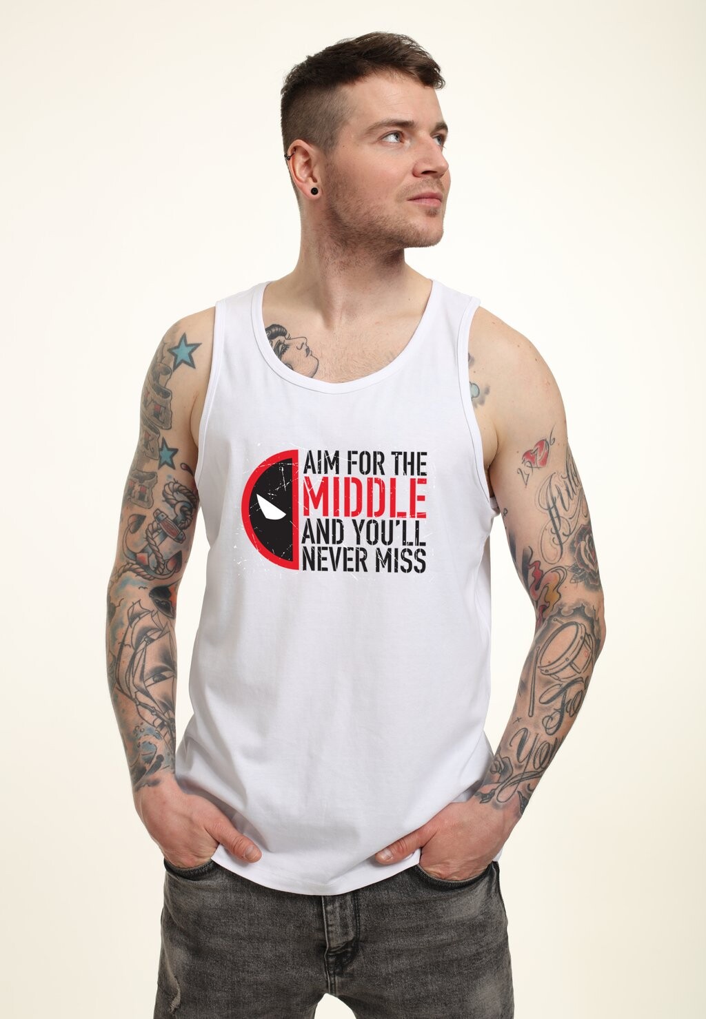 

Топ DEADPOOL WOLVERINE AIM FOR THE MIDDLE TANK Marvel, белый