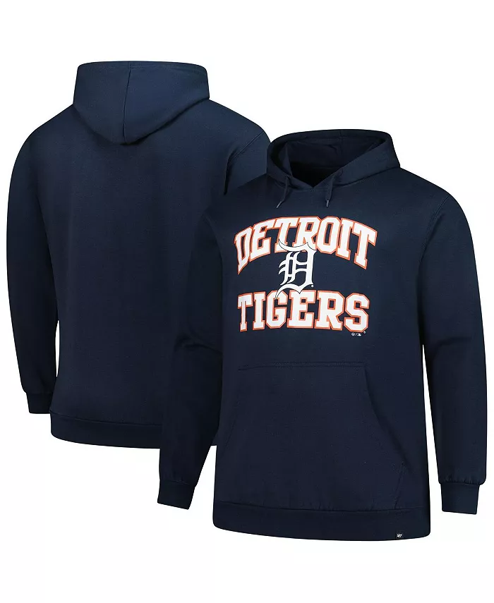 

Мужской большой и высокий худи-свитшот Detroit Tigers Velocity Fleece цвета морской волны '47 Brand