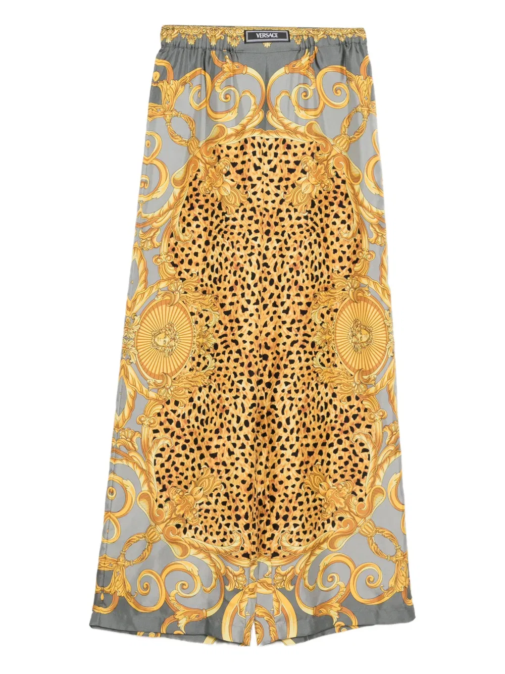 Брюки из набивного шелкового твила Versace, желтый