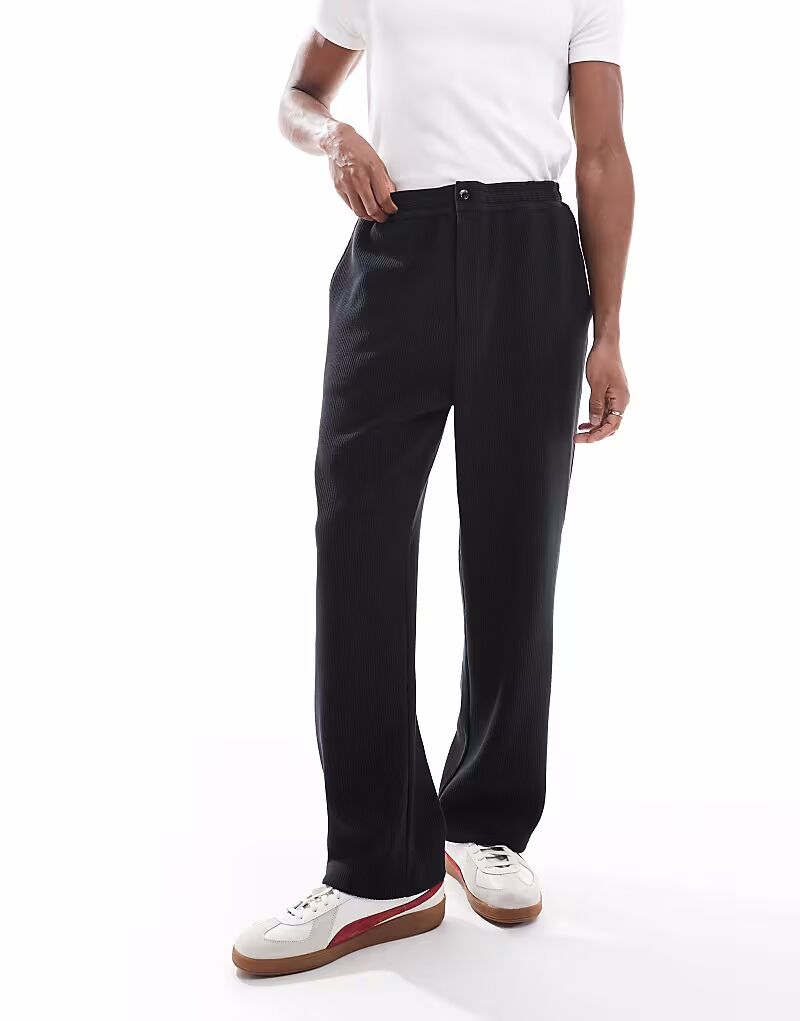 

Свободные брюки Jack & Jones co-ord в рубчик черного цвета