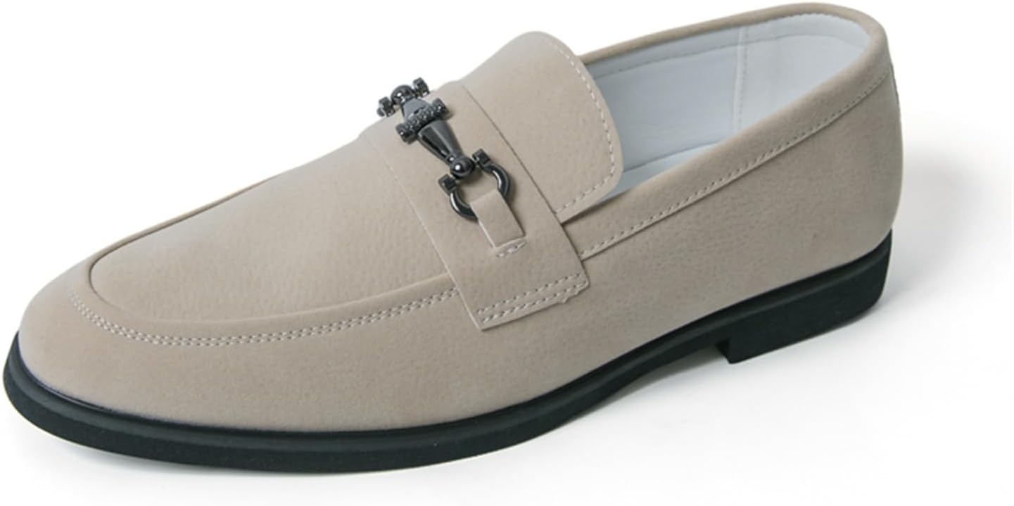 

Мужские замшевые кожаные туфли-лоферы с отделкой под монету, легкие и дышащие, для прогулок на улице, повседневной носки, вечеринок, свадеб и выпускных Qklmwes, бежевый